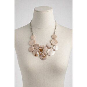 Charming Charlie Shell Disc Statement Necklace Bib Style Adjustable Chain